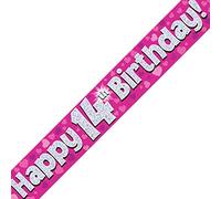 Oaktree Ltd Happy 14TH Birthday Banner, Foil, Rosa, 270 x 12 x 0.1 cm