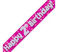 Oaktree Ltd Happy 2 nd Birthday Banner, Foil, Rosa, 270 x 12 x 0.1 cm