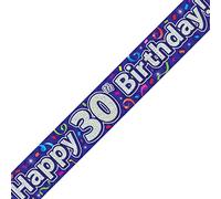 Oaktree Ltd Happy 30th Birthday Banner, Foil, Navy, 270 x 12 x 0.1 cm