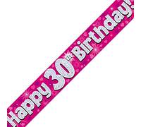 Oaktree Ltd Happy 30th Birthday Banner, Foil, Rosa, 270 x 12 x 0.1 cm