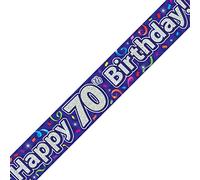 Oaktree Ltd Happy 70TH Birthday Banner, Foil, Navy, 270 x 12 x 0.1 cm