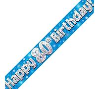 Oaktree Ltd Happy 80TH Birthday Banner, Foil, Blu, 270 x 12 x 0.1 cm