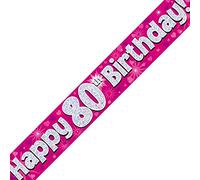 Oaktree Ltd Happy 80TH Birthday Banner, Foil, Rosa, 270 x 12 x 0.1 cm