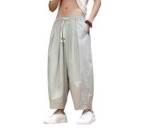 OAKVERVE Pantaloni corti leggeri cinesi da uomo, grigio, L