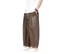 OAKVERVE Pantaloni corti leggeri cinesi da uomo, Marrone, L
