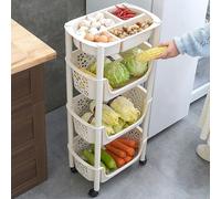 OAKVYNE Carrello Cucina Con Ruote, Scaffale Multilivello Mobile Per Frutta E Verdura, Snack E Giocattoli, Carrello Pratico Con Ruote(4 Tier)