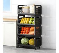 OAKVYNE Carrello Porta Frutta E Verdura, Scaffale Multilivello Con Portafrutta A Ripiani E Supporto Spezie Rimovibile Per Snack, Cipolle E Patate(4 Tier)