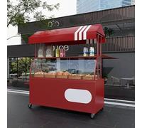 OAKVYNE Carretto Dei Venditori, Carrello Per La Vendita Con Pannello In Acrilico, Carrello Per Venditori All'aperto, Bancarella Creativa In Ferro Con Contenitore(Red)