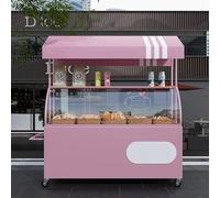 OAKVYNE Carretto Dei Venditori, Carrello Per La Vendita Con Pannello In Acrilico, Carrello Per Venditori All'aperto, Bancarella Creativa In Ferro Con Contenitore(Pink)