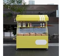 OAKVYNE Carretto Dei Venditori, Carrello Per La Vendita Con Pannello In Acrilico, Carrello Per Venditori All'aperto, Bancarella Creativa In Ferro Con Contenitore(Yellow)