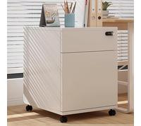 OAKVYNE Cassettiera Sotto Scrivania, Mobiletto Portadocumenti A 2 Ripiani Con Serratura, Mobiletto Verticale In Legno Con Serratura, Cassetti Portaoggetti Per Ufficio Domestico(2White)