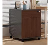 OAKVYNE Cassettiera Sotto Scrivania, Mobiletto Portadocumenti A 2 Ripiani Con Serratura, Mobiletto Verticale In Legno Con Serratura, Cassetti Portaoggetti Per Ufficio Domestico(Brown)