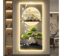 OAKVYNE Decorazione Murale 3D Con Luci A Led - Scultura Da Parete A Led Paesaggio Con Alimentazione A Presa, Per Soggiorno, Camera Da Letto E Ingresso(I,50 * 100cm/19.68 * 39.37in)