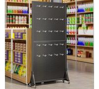 OAKVYNE Espositore Da Parete Per Supermercati Alto,Scaffale da Gondola Multifunzionale,Indipendente Pannello Portautensili Pegboard Metallo,Per Vendere Accessori,Collane(Black,100 * 120cm)