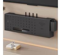 OAKVYNE Nasconditore Di Box WiFi, Mensola Portaoggetti In Metallo Per Router Montata A Parete, Scatola Router Wifi Da Parete, Porta Modem Da Parete Per Router Wifi.(Black,40cm/15.74")
