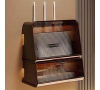 OAKVYNE Scatola Router Wifi Da Parete, Armadio Router, Modem Router WiFi, Scatole Portaoggetti Per Cavi Di Alimentazione E Cavi, Scatola Portaoggetti Per Router WiFi.(Transparent+Coffee)