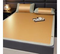 OAKVYNE Stuoie Per Dormire Estive Pieghevole E Traspirante, Stuoia Di Bambù Per Letto Matrimoniale, Tappetino Per Dormire In Bambù Per Il Raffreddamento Estivo(Yellow,100 x 195 cm/39.4 x 76.8in)