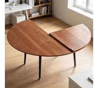 OAKVYNE Tavolo Rotondo Pieghevole - Legno 4 Pieghe, Senza Gambe | Grande Piano Rotondo Pieghevole,Prolunga Portatile per Trasformazione Scrivania,Risparmio Spazio(Light Walnut,120cm/47in)