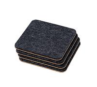 OAKYWOOD Oakywood Sottobicchieri in feltro, 4 pezzi, quadrati, 9,5 x 9,5 x 0,3 cm, in feltro di lana merino e sughero, per bicchieri con bevande calde e fredde, 10 x 10 x 2,5 cm