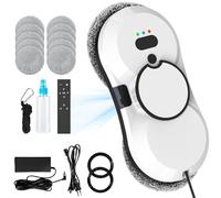 Oamger Robot Lavavetri 5600Pa, Lavavetri Elettrico per Finestre con Telecomando e Sistema di Rilevamento dei Bordi, Pulitore Automatico per Finestre Interne ed Esterne, 10 Panni (Bianco)