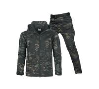 Oanviso 2 Pezzi Tuta Uomo Giacca Militare con Cappuccio e Pantaloni Sportive Completo Tute Caldo Outdoor Tattico Uniforme da Caccia Impermeabile per Autunno e Inverno