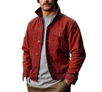 Oanviso Giacca Cargo da Uomo Retro Giacca Multi Tasca Vestibilità Comoda Giacca Camicia a Maniche Lunghe Cargo Detroit Giacca Primavera Autunno Taglio Regolare Giubbotto Camicia A Rosso XL