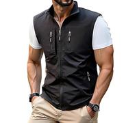 Oanviso Gilet da Lavoro Multitasche Smanicato Uomo Estivo Leggero Sportivo Cargo Comodo Asciugatura Rapida Giacca Softshell Trekking All'aperto Pesca Fotografi A Nero 3XL