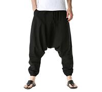Oanviso Pantaloni a Gamba Larga da Uomo Pantaloni Harem Comodi Pantaloni Pantaloni Casual Vita Elastica con Coulisse Pantaloni Sportivi semplicità Moda Colori Solidi Baggy Pants A Nero L