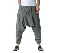 Oanviso Pantaloni a Gamba Larga da Uomo Pantaloni Harem Comodi Pantaloni Pantaloni Casual Vita Elastica con Coulisse Pantaloni Sportivi semplicità Moda Colori Solidi Baggy Pants A Grigio Scuro L