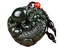 OAOAO Collana con amuleto Feng Shui Pi Xiu, ciondolo in giada Hetian naturale fatto a mano for prosperità e ricchezza, regalo di meditazione Reiki Chakra, 1 pezzo