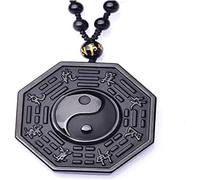OAOAO Collana con ciondolo a specchio Bagua in ossidiana nera, amuleto cinese Feng Shui Yin Yang for la protezione delle donne, 1 pezzo