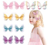 Oaoleer - 10 mini fermagli per capelli a forma di farfalla, in tulle, 5,1 cm, colorati, accessori per capelli da sposa, per bambine e donne, Halloween, cosplay e feste