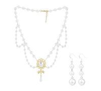 OAOSDH 1 Collana di Perle, 1 Paio di Orecchini A Sospensione Perle, Moda retrò, Set di Gioielli Squisiti Creativi, Ornamenti per Abbigliamento da Donna.