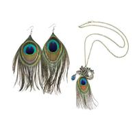 OAOSDH 1 Collana E 1 Paio di Orecchini, Gioielli Vintage, Gioielli A Tema Pavone, Accessori per Cosplay, Accessori in Costume.