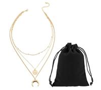 OAOSDH 1 Collana Multistrato, 1 Borsa in Velluto Nero, Collana A Sospensione per Sole E Luna, Gioielli Personalizzati, Accessori per La Moda retrò da Donna.