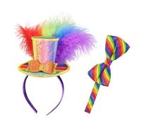 OAOSDH 1 Fascia per Cappello A Cilindro Colorato E 1 Papillon Colorato, Accessori per Abbigliamento per Feste, Fascia per personalità Creativa, Fascia retrò, Accessori per Costumi per Prestazioni.