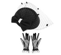 OAOSDH 1 Pezzo Di Accessori Per Capelli Retrò E 1 Paio Di Guanti In Pizzo, Accessori Per Capelli Elei E Semplici, Accessori Per Abbigliamento, Adatti Per Le Feste, Matrimoni, Feste Da Ballo.