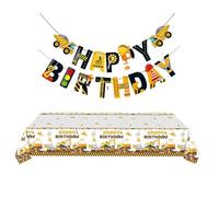 OAOSDH 1 Pezzo di Tovaglia per Auto Ingegneristica E 1 Pezzo di Bandiera di Auto Ingegneristica, Decorazioni per Feste di Compleanno per Bambini, Decorazioni Creative.