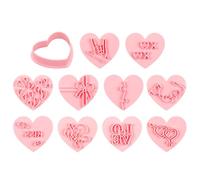 OAOSDH 10 Pezzi di Timbro dei Biscotti A Forma di Cuore, Plastica 3D, personalità Creativa, Strumenti da Forno da Cucina, Oggetti di Scena per Press per Biscotti per San Valentino.