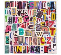 OAOSDH 100 Adesivi per Lettere Digitali, Adesivi Personalizzati retrò, Adesivi di Graffiti Creativi, Taccuini Decorati, Bottiglie d'Acqua, Valigie.