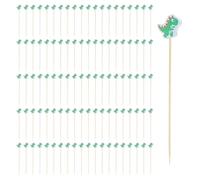 OAOSDH 100 Pezzi di Bastoncini di bambù in Legno di Dinosauro, Simpatici Animali da Cartone Animato per Bambini, Forchetta per Frutta Decorativa per Cocktail Creativi.
