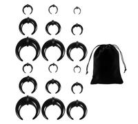 OAOSDH 18 Pezzi di Gioielli per Traforazioni A Orecchie di Corno, 1 Pezzo di Sacca di Velluto, Gioielli Multifunzionali Creativi E Personalizzati, Orecchini di Nostrile Perforata Acrilica Nera.