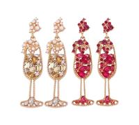 OAOSDH 2 Paia di Orecchini in Vetro di Vino, Gioielli per Perle Creativi, Orecchini alla Moda della personalità delle Donne, Abbigliamento Interessanti E Accessori per Vestire.