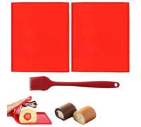OAOSDH 2 Pezzi Cuscinetti in Silicone Rosso, Pennello A Olio da 1 Pezzi, Cuscinetti Multiuso, Rotoli di Torta Svizzera, Riutilizzabili, Strumenti da Forno da Cucina.