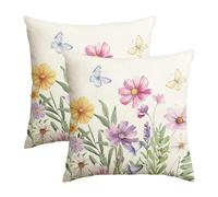 OAOSDH 2 Pezzi di Federa con Stampa Floreale, Federa Quadrata, Decorazione per La Casa, Federa Semplice Ed Elee, Accessori per Cuscini.