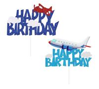 OAOSDH 2 Pezzi di Inserzione Tema A Tema Dell'Aereo, Inserzione della Carta per Torta di Compleanno, Forniture per Feste di Compleanno per Bambini, Decorazioni per Torte.