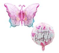 OAOSDH 2 Pezzi di Palloncini di Compleanno, Palloncini Stampati A Farfalla, Palloncini Ragazze, Decorazioni per Feste di Compleanno, Palloncini per Bambini, Palloncini Creativi.