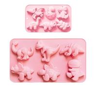 OAOSDH 2 Pezzi Stampo in Silicone di Dinosauro Rosa, Stampo di Cioccolato Multiuso, Oggetti di Biscotti per Biscotti per Pasticceria Fatti in Casa Fai-da-Te, Strumenti da Forno da Cucina.