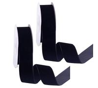OAOSDH 2 Rotoli di Nastro in Velluto Nero, Semplice E alla Moda, Accessori per Imballaggio Regalo Fai -da -Te, Cinghia Decorativa Decorativa retrò.