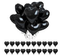 OAOSDH 20 Pezzi di Palloncini Neri, Palloncini alla Moda E Personalizzati, Palloncini Semplici, Palloncini Decorativi per Feste, Palloncini in Alluminio A Forma di Cuore.